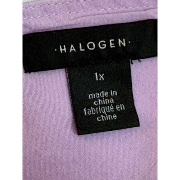 Halogen Sleeveless Tiered Poplin Dress Purple Bloom Lavender Plus Size 1X Girly - Picture 9 of 13